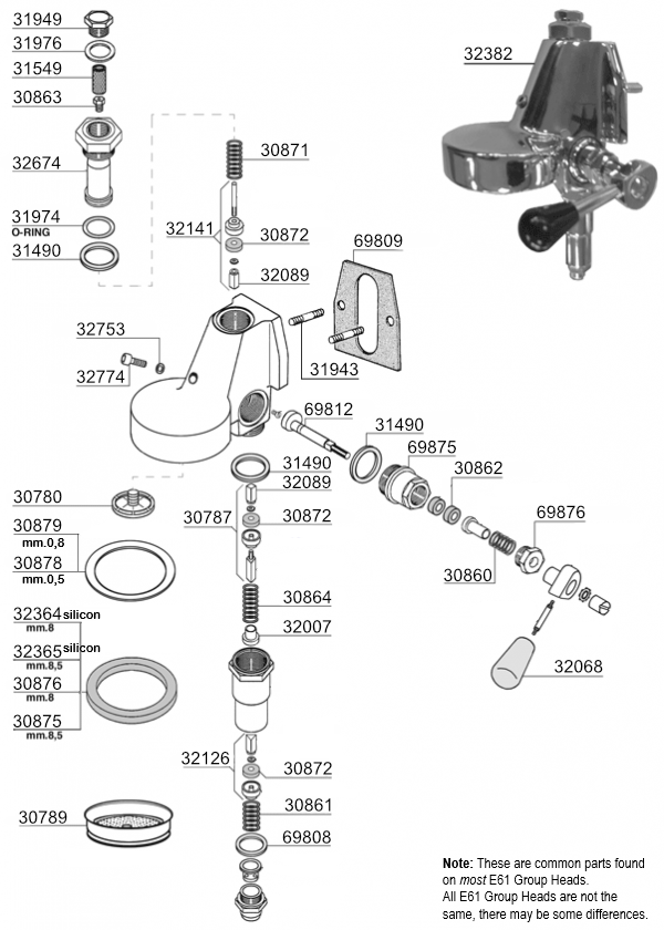 Exploded Views Generic E61 Group Head